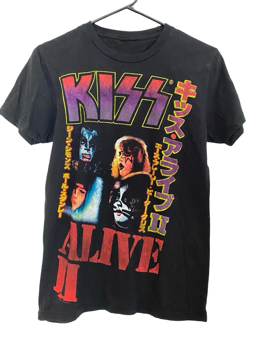 KISS Band Tee Tshirt Unisex Size XS Alice II Rare Y2K Chest 16 Length 25 Black
